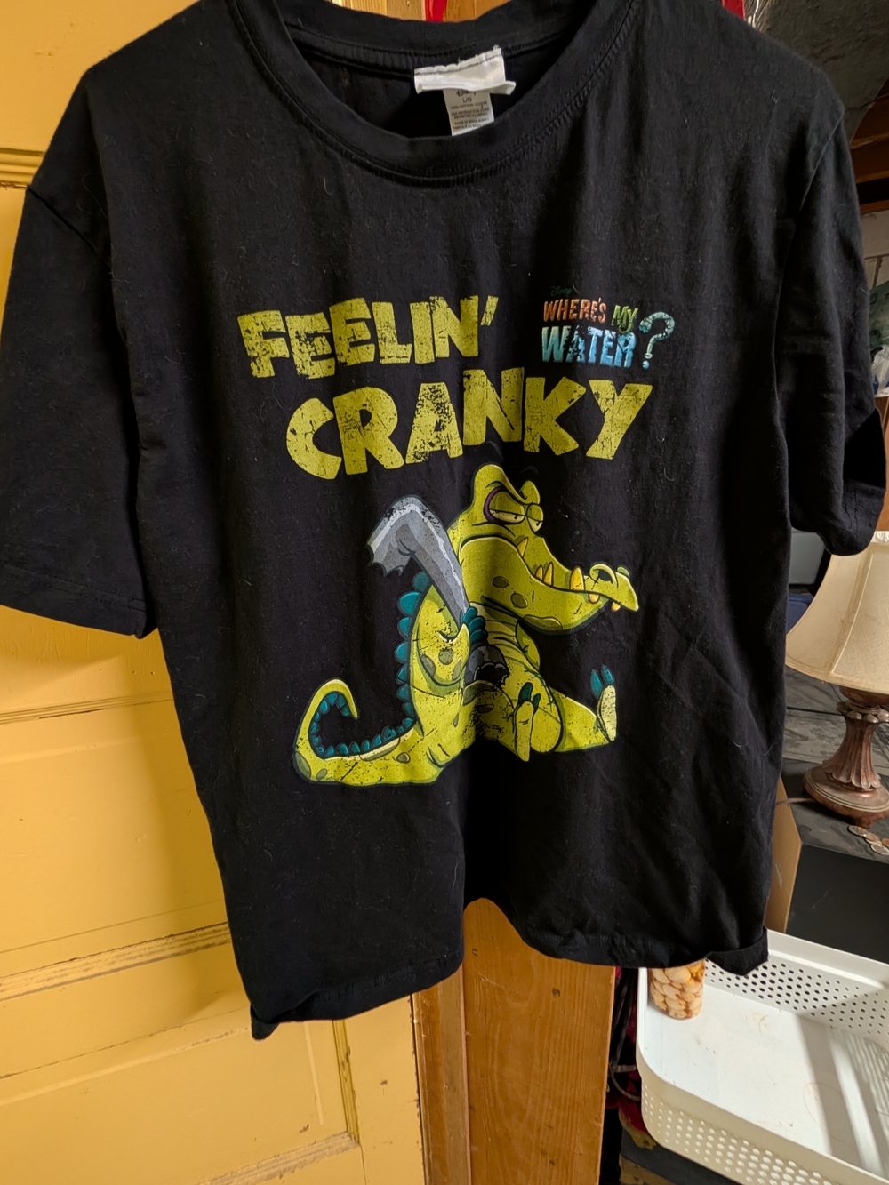 Disney Black Tee with Yellow-Green Crocodile 'Feelin' Cranky'